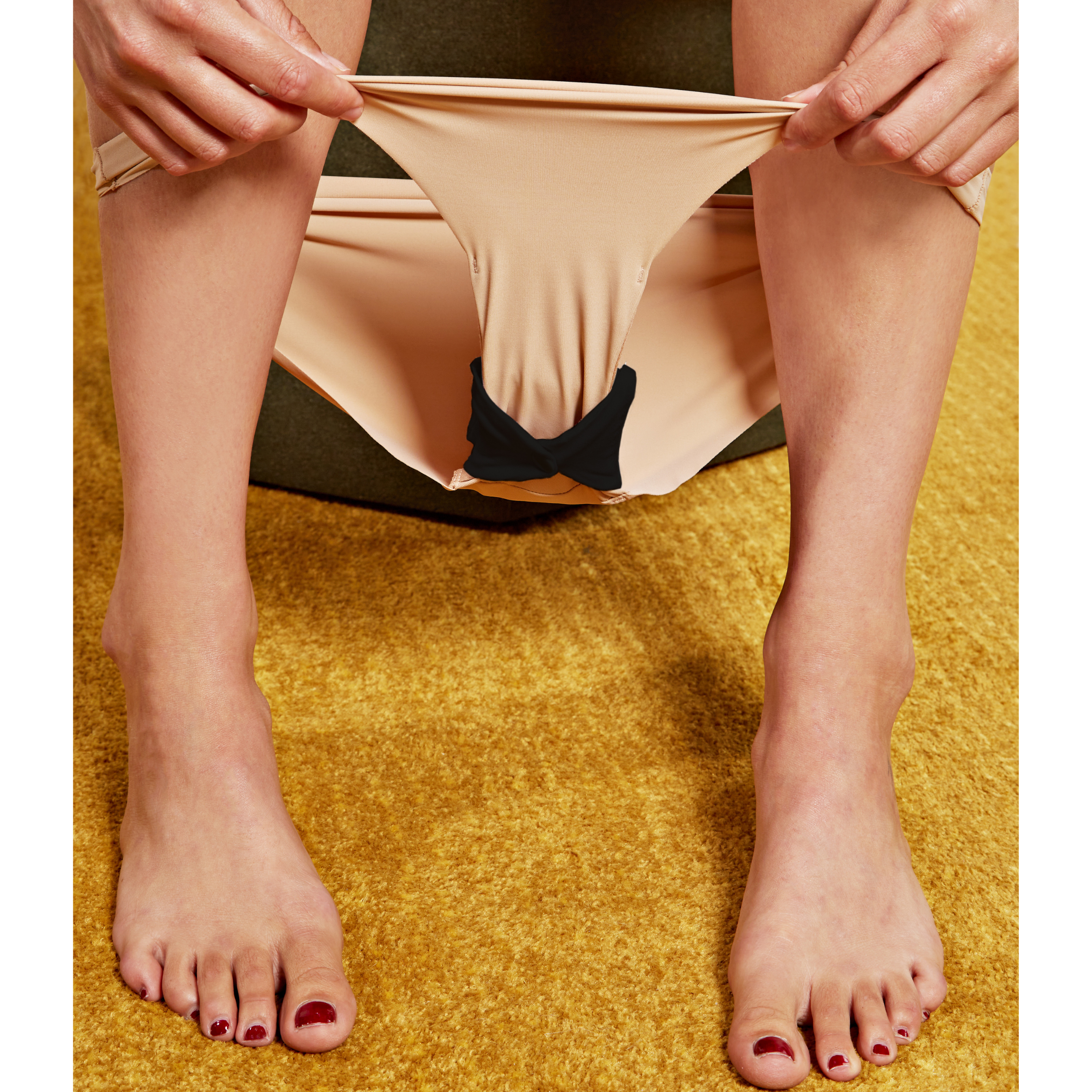 Private Packs therapy pad in underwear in black.