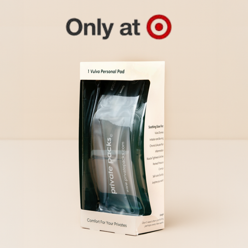 Private Packs vulva personal pad packaging, available exclusively at Target.